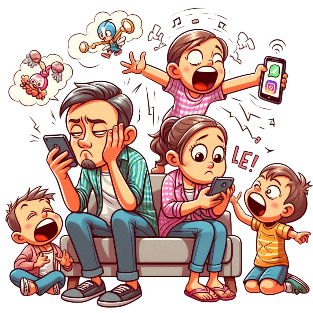 Family struggling with screen time